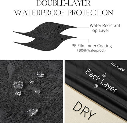 Polyester 100% Waterproof Leaves Pattern Chair Covers in Black