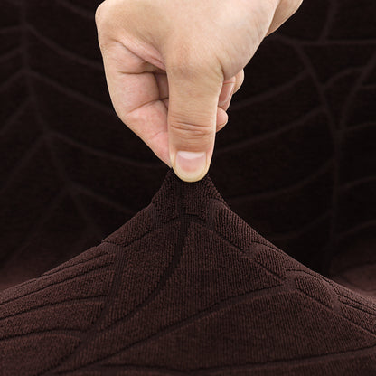 Polyester 100% Waterproof Leaf Pattern Chair Covers in Chocolate