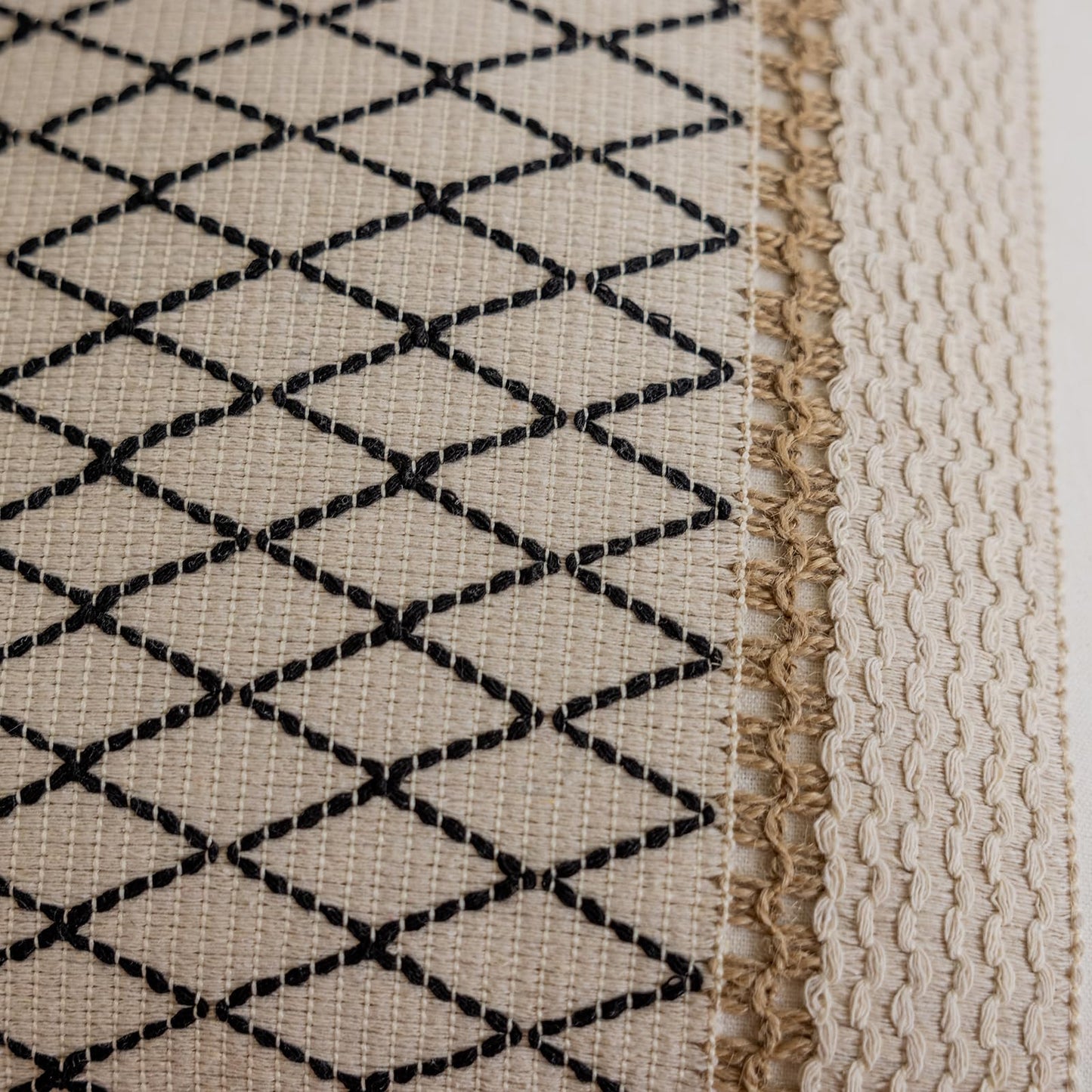 Accent Macrame Woven Black Pillowcases with Tassels
