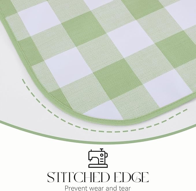 PVC Waterproof Plaid Wrap Plaid Tablecloth in White and Light Green