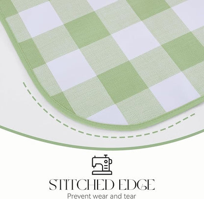 PVC Waterproof Plaid Wrap Plaid Tablecloth in White and Light Green