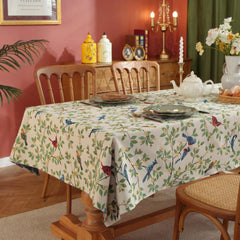 Polyester-Cotton Blend Floral and Botanical Tablecloth