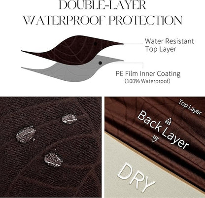 Polyester 100% Waterproof Leaf Pattern Chair Covers in Chocolate
