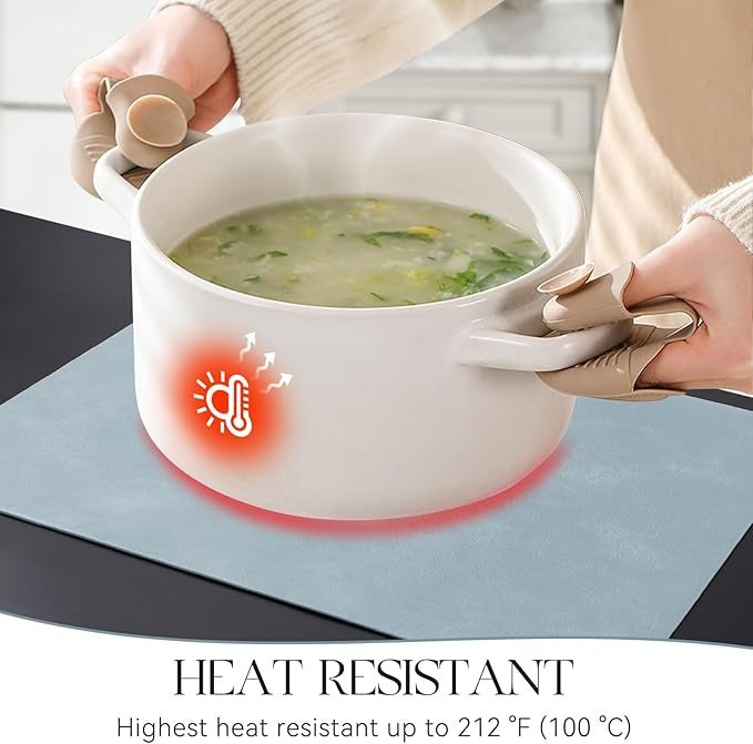Polyurethane 100% Waterproof Oil-Proof Wipeable Heat Resistant Placemats Set in Light Blue