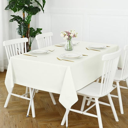 PVC Waterproof Burlap Textured Tablecloth in Ivory