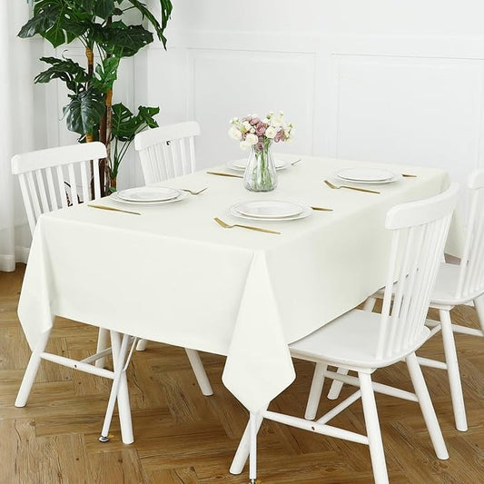 PVC Waterproof Burlap Textured Tablecloth in Ivory