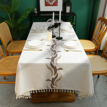 Polyester Embroidered Two-tone Rice Ear Tablecloth