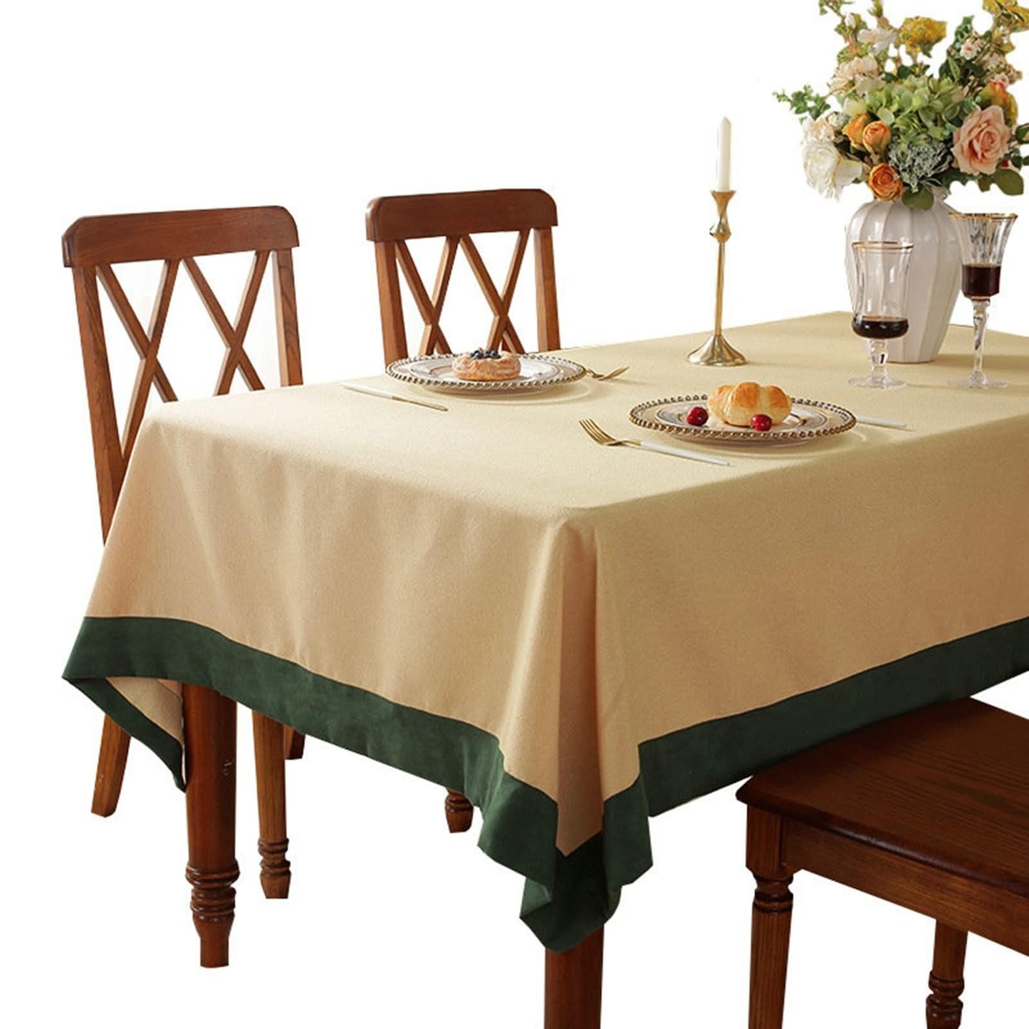 Polyester Contrasting-Colour Edged Tablecloth