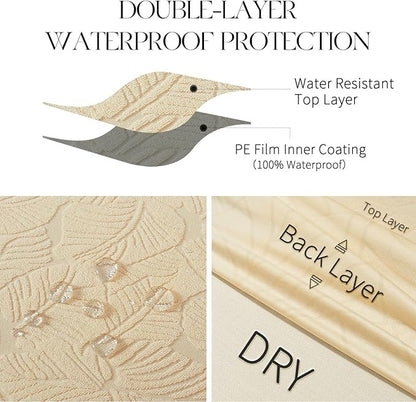 Polyester 100% Waterproof Leaves Pattern Chair Covers in Beige