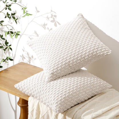 Soft Corduroy Chain-Link Textured Pillowcases in Beige