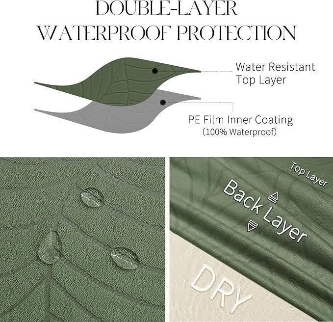 Polyester 100% Waterproof Leaf Pattern Chair Covers in Green