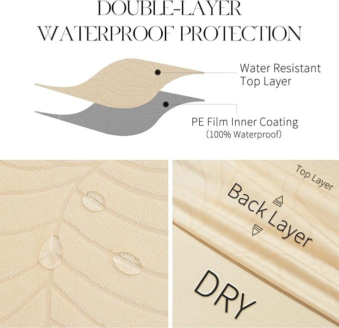 Polyester 100% Waterproof Leaf Pattern Chair Covers in Beige