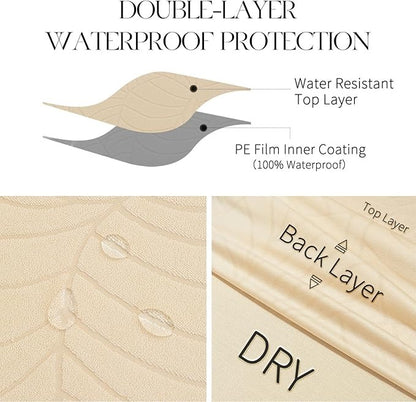 Polyester 100% Waterproof Leaf Pattern Chair Covers in Beige