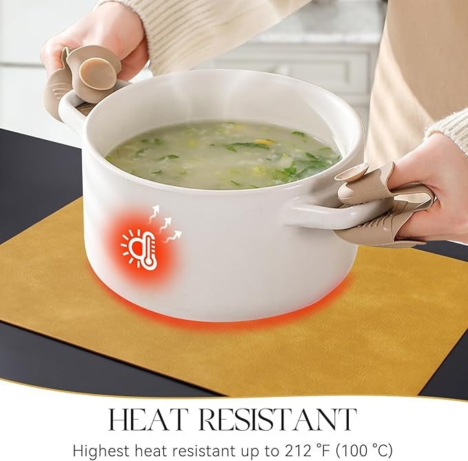 Polyurethane 100% Waterproof Oil-Proof Wipeable Heat Resistant Placemats Set in Yellow