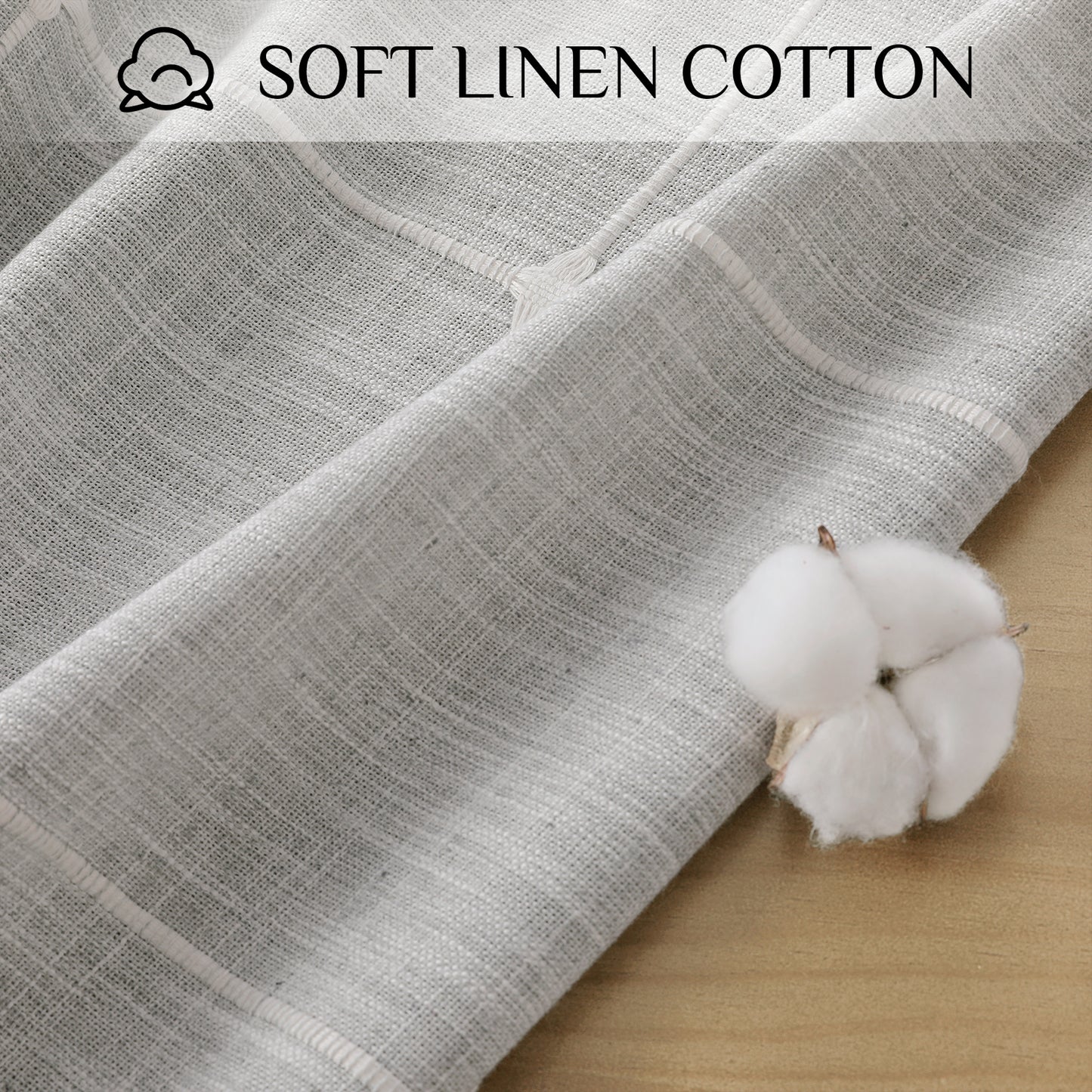 Waterproof And Wrinkle-Resistant Cotton Blend Classic Tassel Tablecloth in Grey Plaid