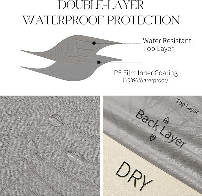 Polyester 100% Waterproof Leaf Pattern Chair Covers in Light Grey