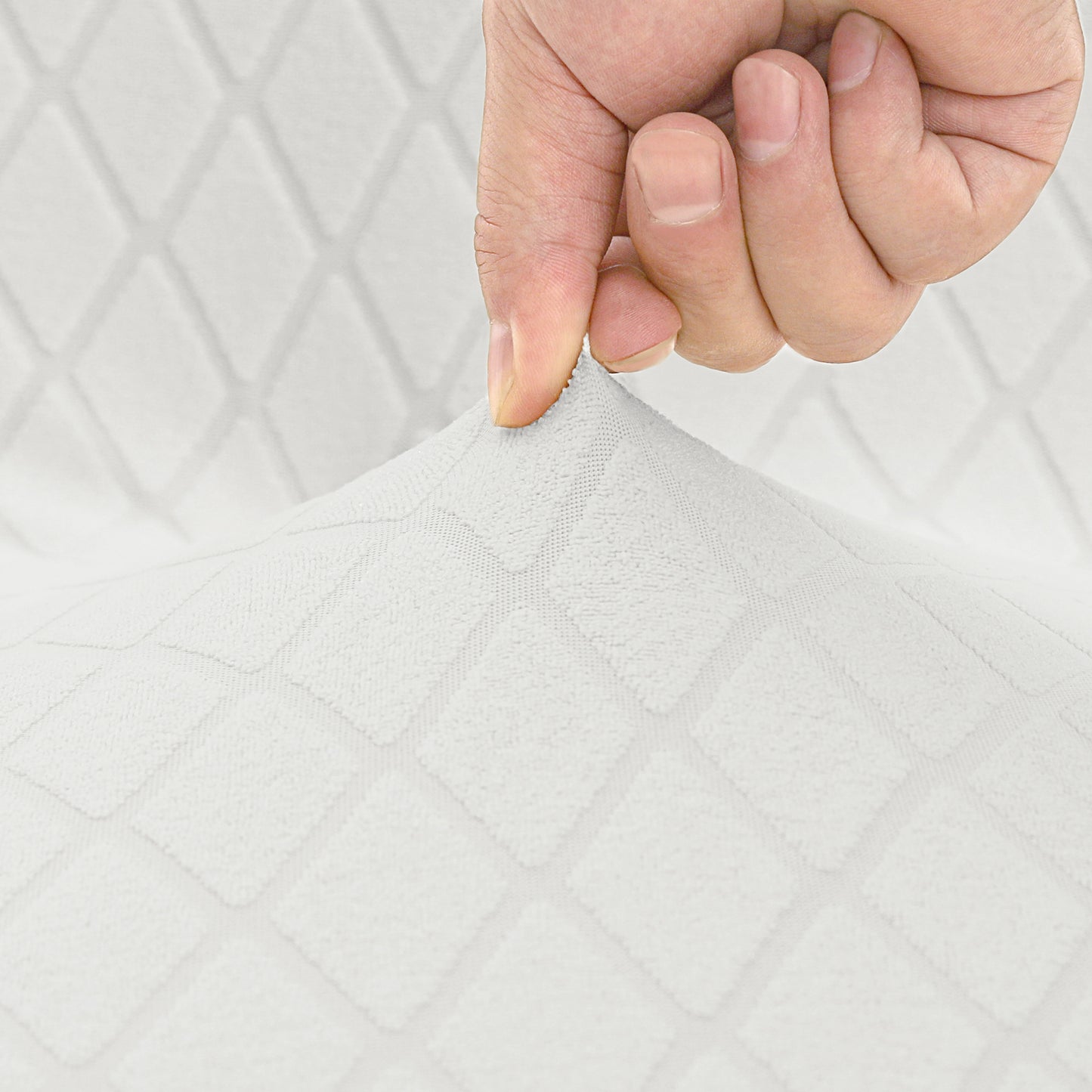 Polyester 100% Waterproof Diamond Pattern Chair Covers in White