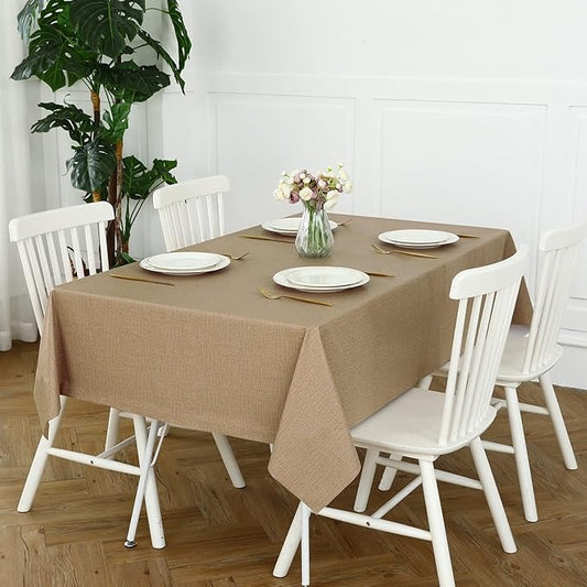 PVC Waterproof Burlap Textured Tablecloth in Caramel