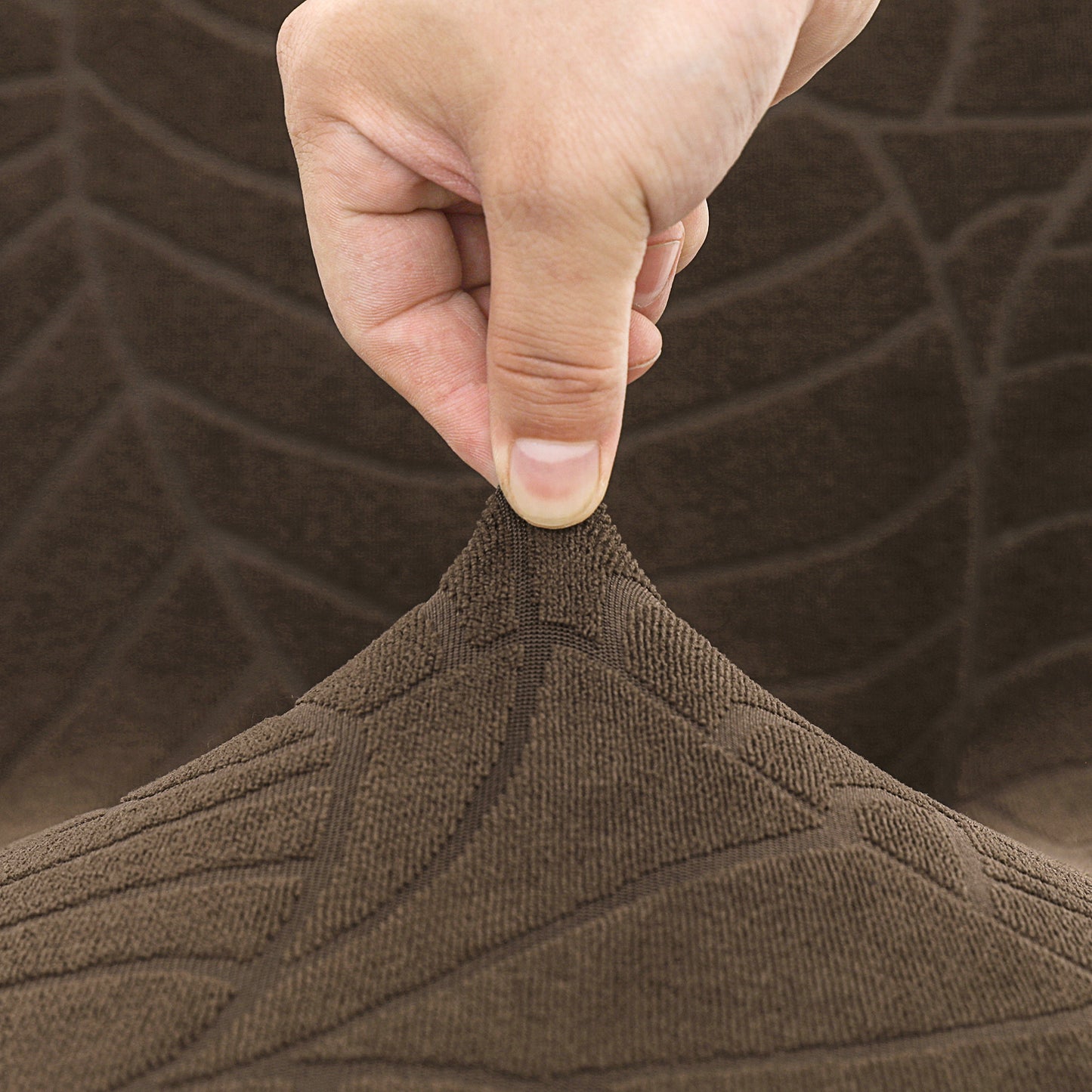 Polyester 100% Waterproof Leaf Pattern Chair Covers in Taupe