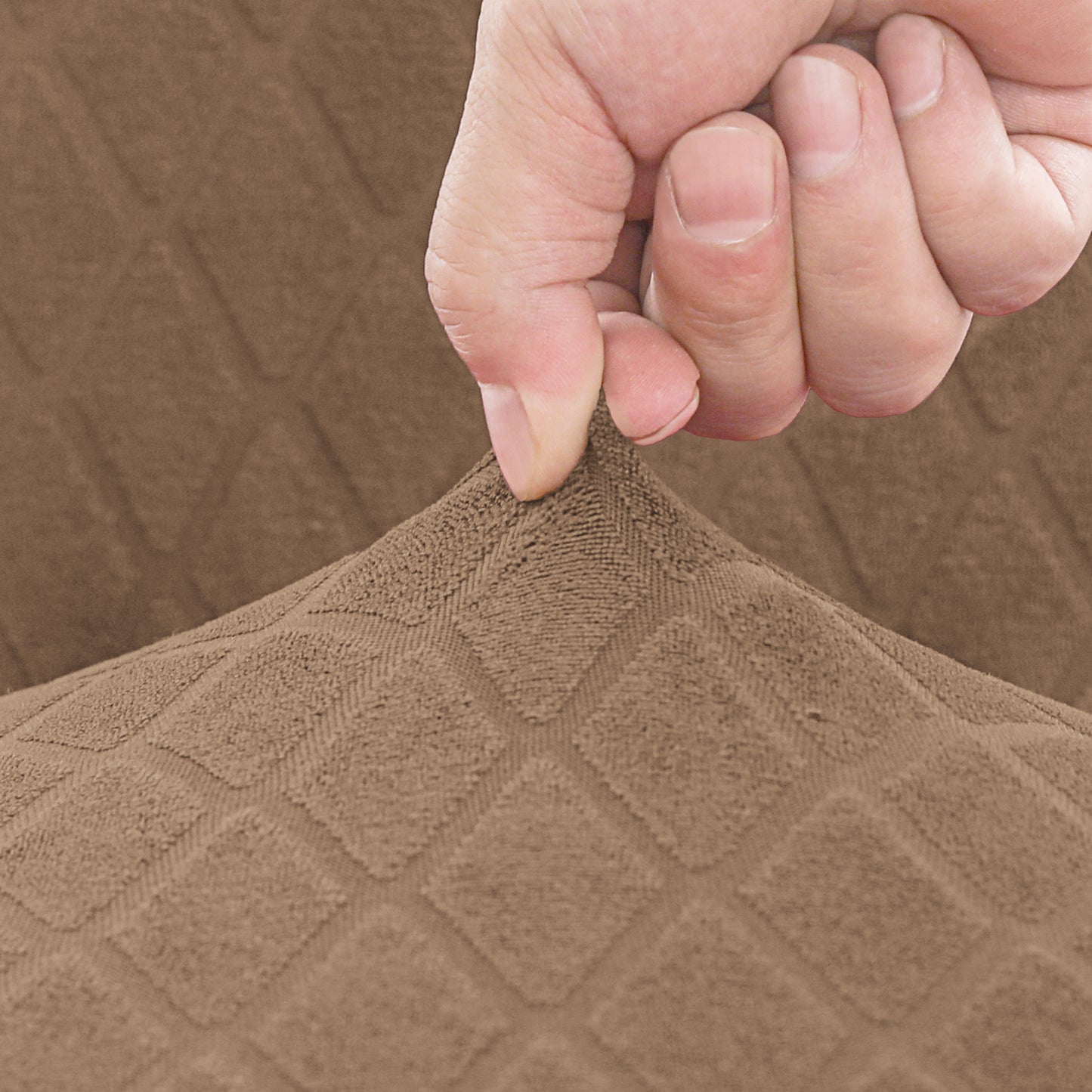 Polyester 100% Waterproof Diamond Pattern Chair Covers in Khaki
