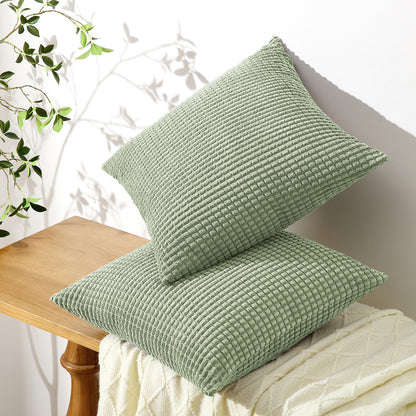 Soft Corduroy Corn-Kernel Pattern Pillowcases in Sage Green