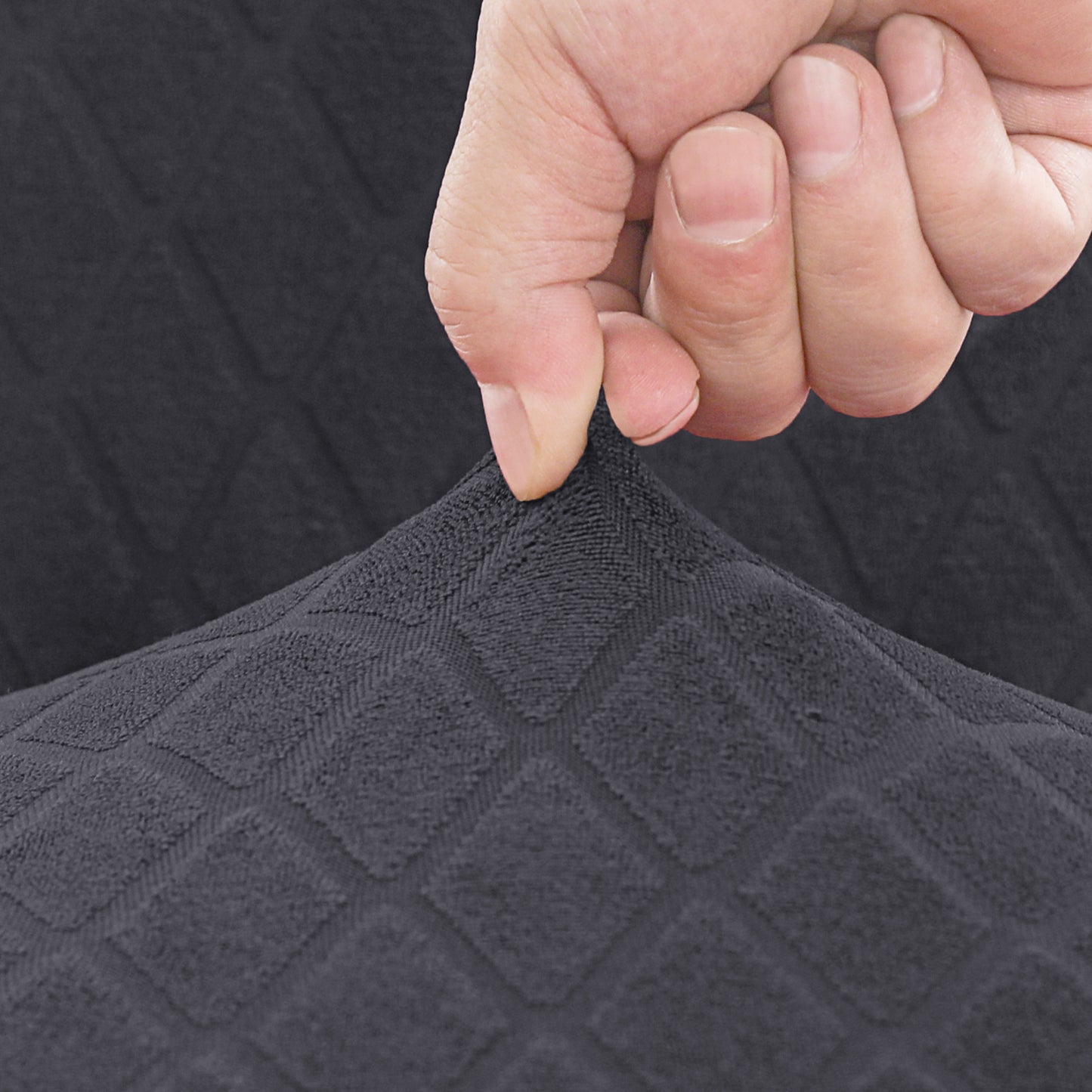 Polyester 100% Waterproof Diamond Pattern Chair Covers in Dark Grey
