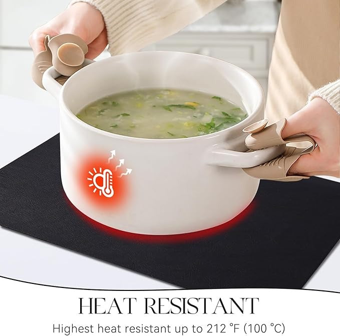 Polyurethane 100% Waterproof Oil-Proof Wipeable Heat Resistant Placemats Set in Black