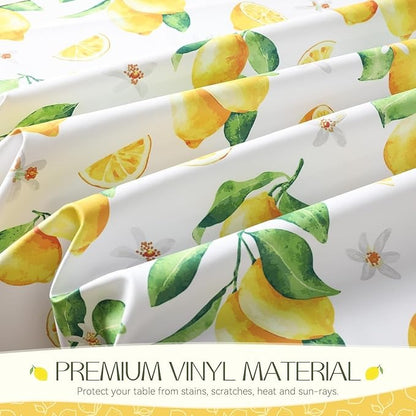Polyester Lemon-patterned tablecloth（with white background ）