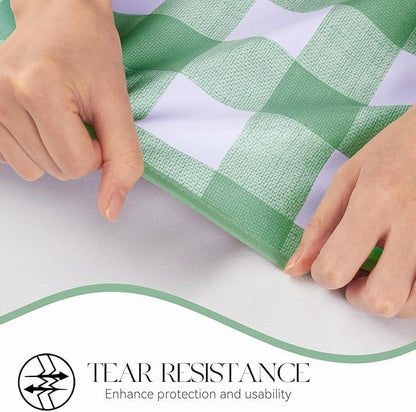 PVC Waterproof Plaid Wrap Plaid Tablecloth in White and Green