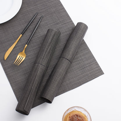 Plastic Woven Heat Resistant Placemats in Dark Grey
