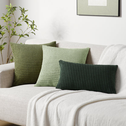 Soft Corduroy Corn-Kernel Pattern Pillowcases in Sage Green