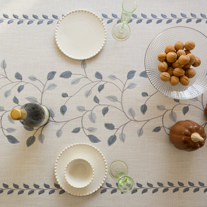Polyester Embroidered Blue Vine tablecloth