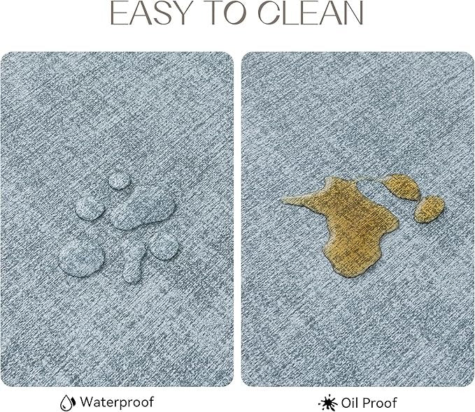 Polyurethane Linen-textured 100% Waterproof Oil-Proof Wipeable Heat Resistant Placemats Set in Sky Blue