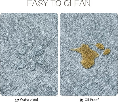 Polyurethane Linen-textured 100% Waterproof Oil-Proof Wipeable Heat Resistant Placemats Set in Sky Blue
