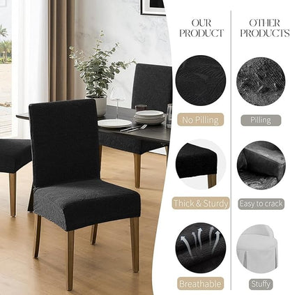 Polyester 100% Waterproof Leaves Pattern Chair Covers in Black