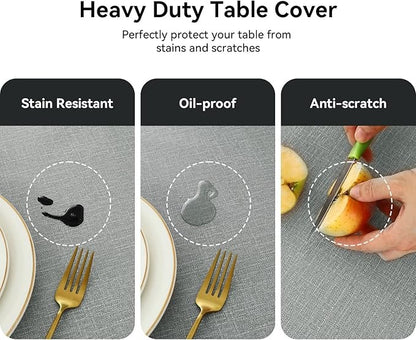 PVC Waterproof Burlap Textured Tablecloth in Light Gray