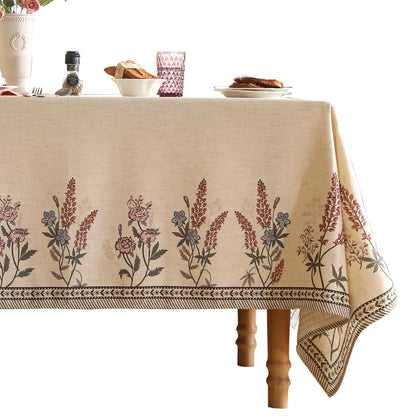 Chenille lavender rose print tablecloth
