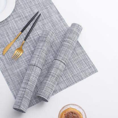 Plastic Woven Heat Resistant Placemats in Light Grey