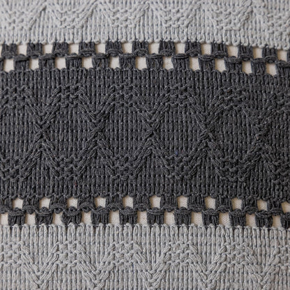 Grey three-stripe pillowcases with tassels