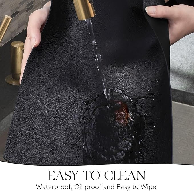 Polyurethane 100% Waterproof Oil-Proof Wipeable Heat Resistant Placemats Set in Black