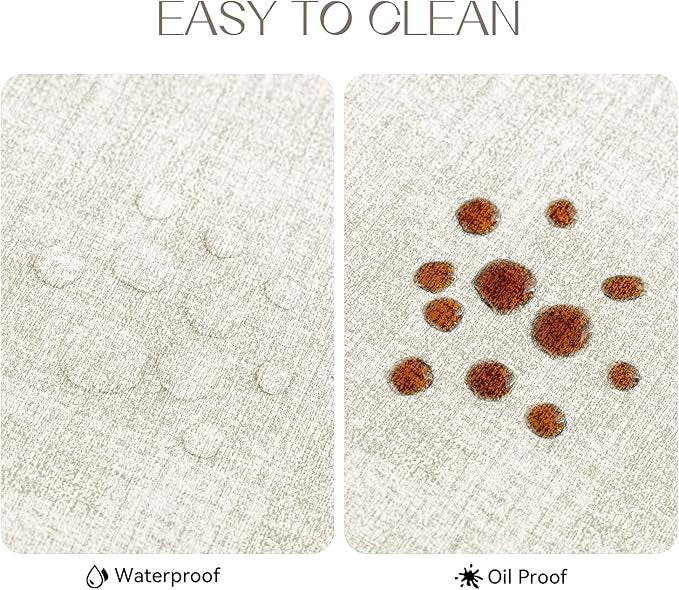 Polyurethane Linen-textured 100% Waterproof Oil-Proof Wipeable Heat Resistant Round Placemats Set in Beige