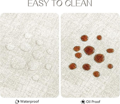 Polyurethane Linen-textured 100% Waterproof Oil-Proof Wipeable Heat Resistant Round Placemats Set in Beige