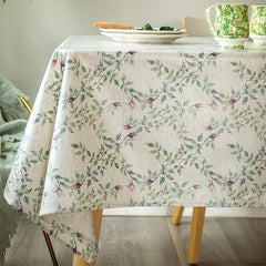 French Floral Tablecloth in White and Green