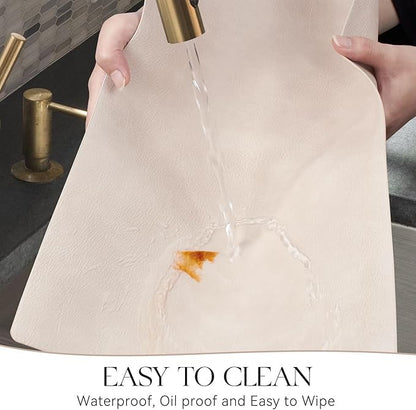 Polyurethane 100% Waterproof Oil-Proof Wipeable Heat Resistant Placemats Set in Beige