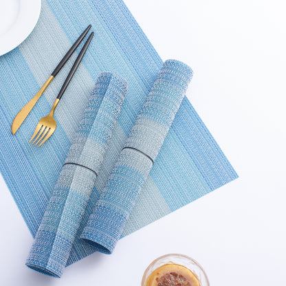 Plastic Woven Heat Resistant Placemats in Gradient Blue