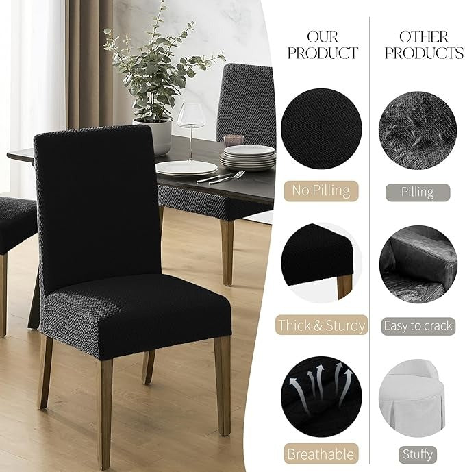 Polyester 100% Waterproof Oblong Pattern Chair Covers in Black