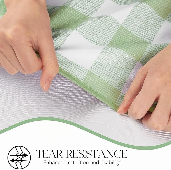 PVC Waterproof Plaid Wrap Plaid Tablecloth in White and Light Green