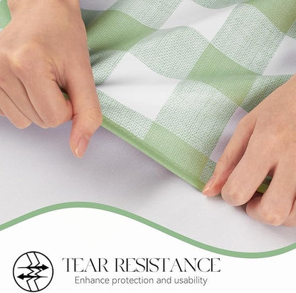 PVC Waterproof Plaid Wrap Plaid Tablecloth in White and Light Green