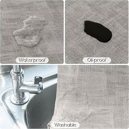 Polyurethane Linen-textured 100% Waterproof Oil-Proof Wipeable Heat Resistant Placemats Set in Dark Grey and Light Grey