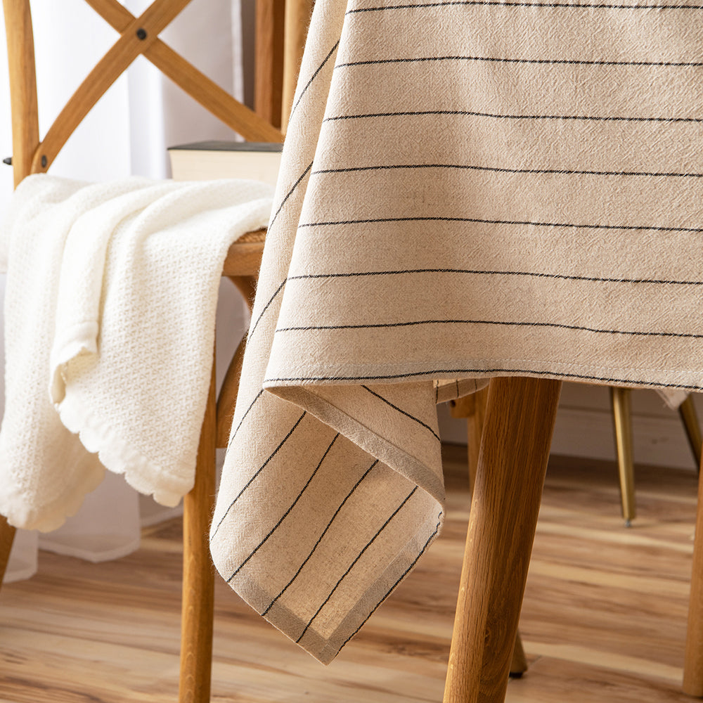 Airy Single-Stripe Linen-Cotton Tablecloth-Single-Stripe